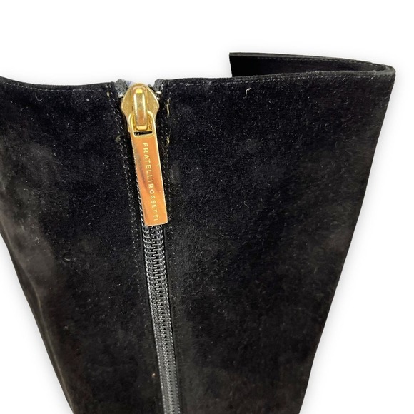 Fratelli Rossetti Boots Women 10 Black Suede Stiletto Mob Wife Maximalist Luxury - Picture 12 of 16